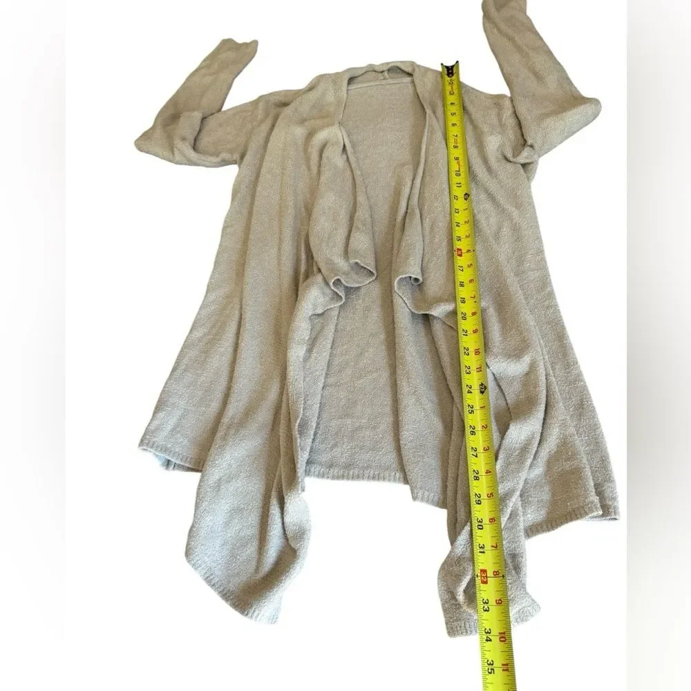 Barefoot Dreams Cozy Chic Lite Knit Beige Cardigan Sweater Waterfall Open Front